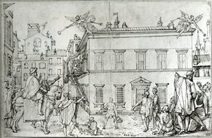 Michelangelo on horseback, visiting an artist by Federico Zuccari or Zuccaro